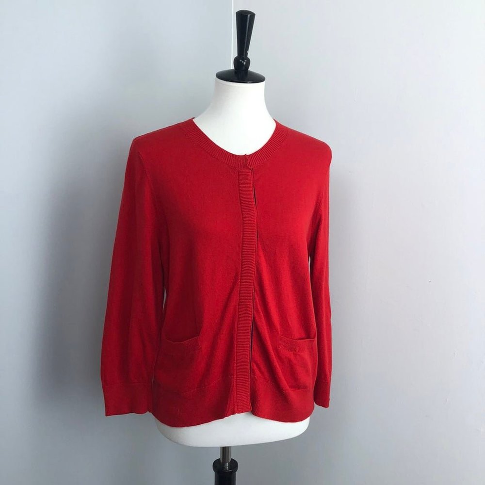 Anthropologie Moth Knit Red Cardigan Sweater, size M